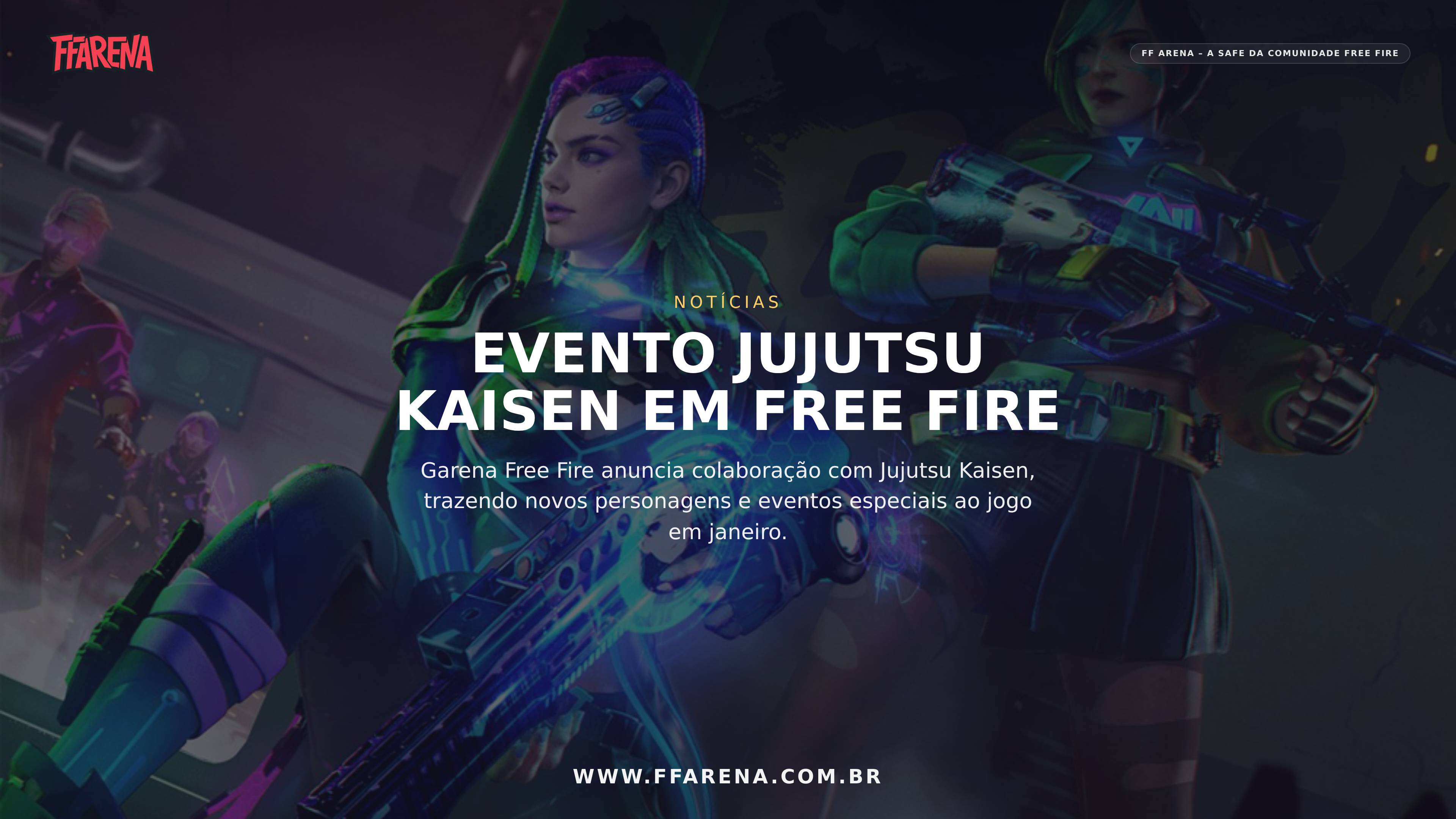 Free Fire revela evento de colaboração com Jujutsu Kaisen a partir de janeiro