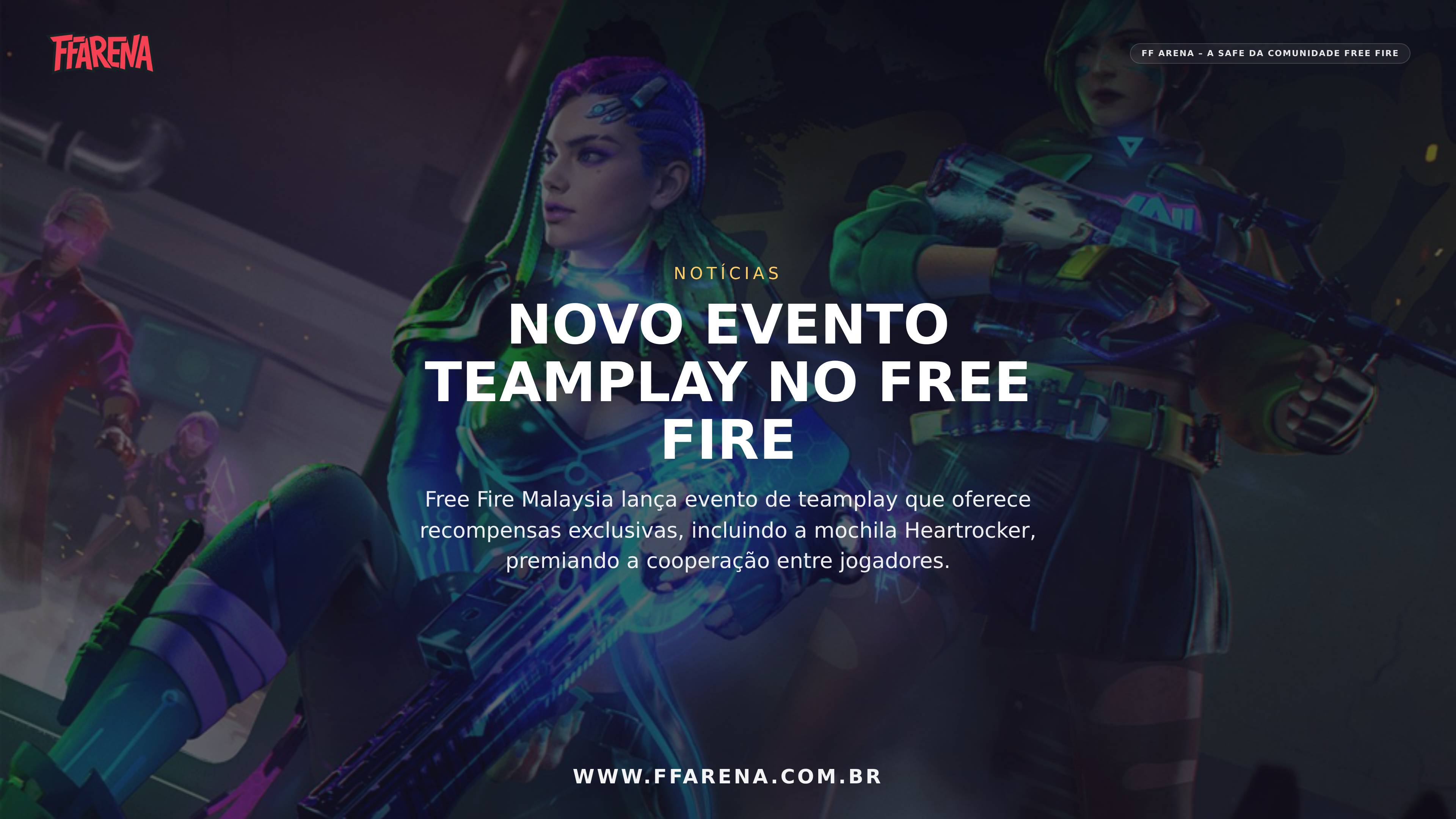 Novo Evento de Teamplay no Free Fire Malaysia com Mochila Exclusiva Heartrocker