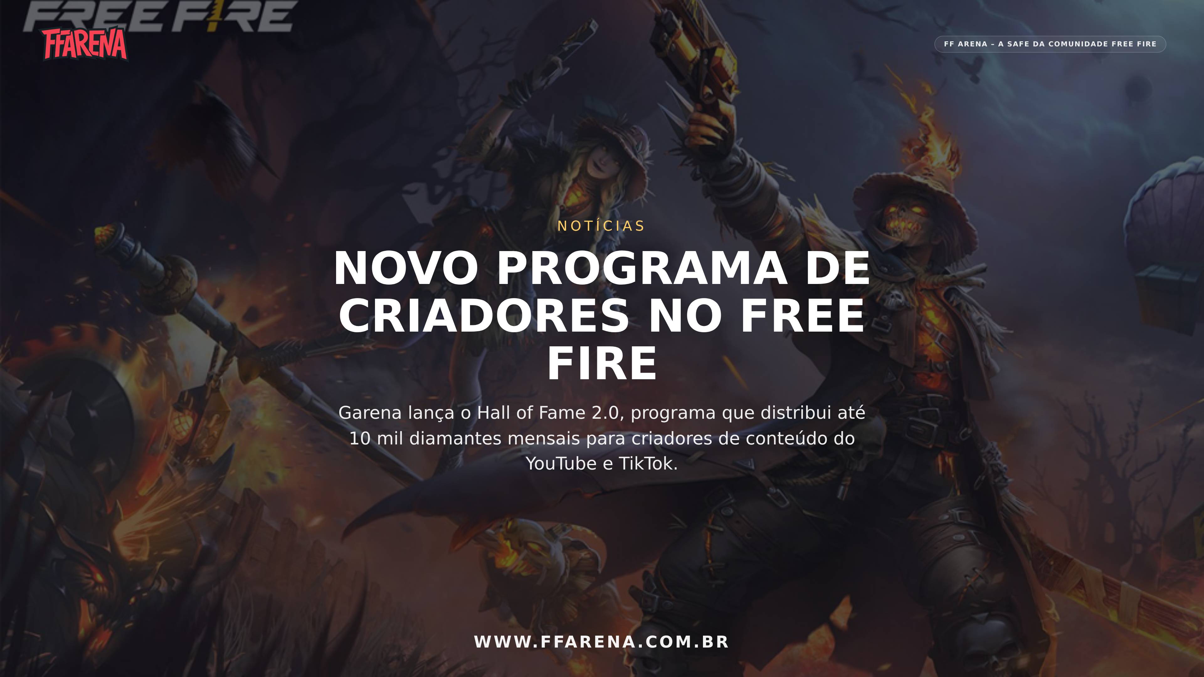 Free Fire lança programa de criadores com até 10 mil diamantes